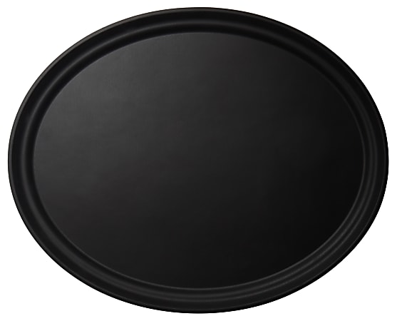 Cambro Camtread Oval Serving Trays, 29"W, Black, Pack Of 6 Trays