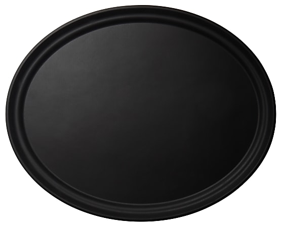 Cambro Camtread Oval Serving Trays, 29"W, Black, Pack