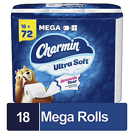 Charmin Ultra Soft 2 Ply Mega Roll Toilet Paper 4 x 4 White 224 Sheets ...