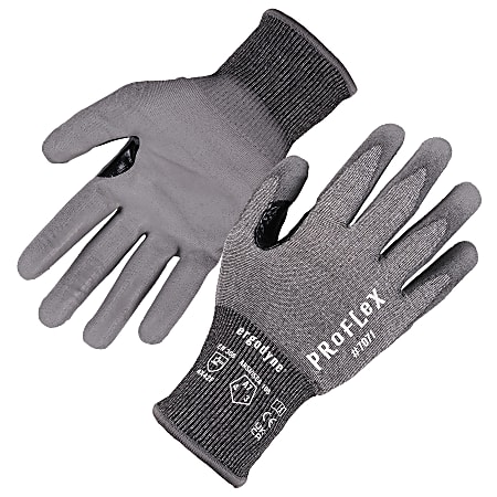 Ergodyne Proflex 7071 PU-Coated Cut-Resistant Gloves, Gray, Small