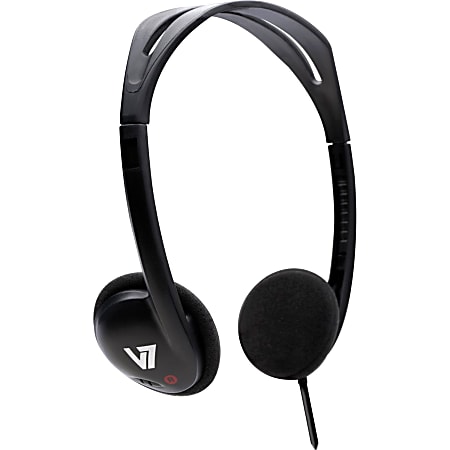 V7 Headphone - Stereo - Black - Mini-phone - Wired - 32 Ohm - 20 Hz 20 kHz - Over-the-head - Binaural - Semi-open - 3.94 ft Cable