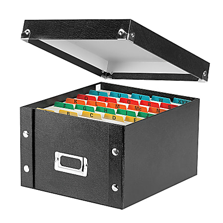 Snap N Store® Index Card Storage File Box, 5" x 8", 50% Recycled, Black