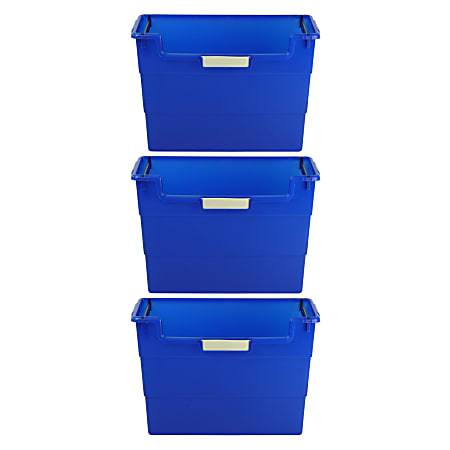 Romanoff Desk Top Organizer, 14"L x 6"W x 10"H, Blue, Pack Of 3