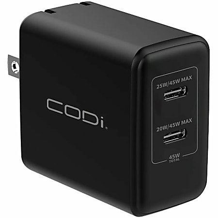 CODi 45W Wall Charger Duel USB-C Charging Ports - Overcurrent, overload, overvoltage protection, and short circuit protection with auto-recovery
