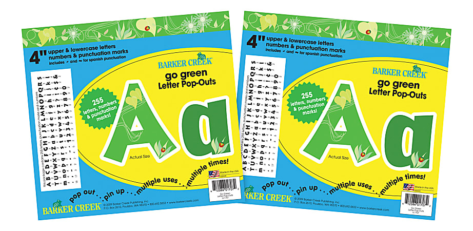 Barker Creek Letter Pop-Outs, 4", Go Green, Pack Of 510