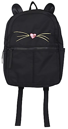 Office Depot® Brand Nylon Backpack, Cat, Black