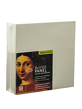 Ampersand Artist Panel Canvas Texture Cradled Profile, 5" x 5", 1 1/2", Pack Of 2