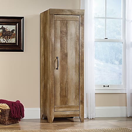 Sauder Adept Engineered Wood Narrow Storage Cabinet, 3 Adjustable Shelves,  Craftsman Oak