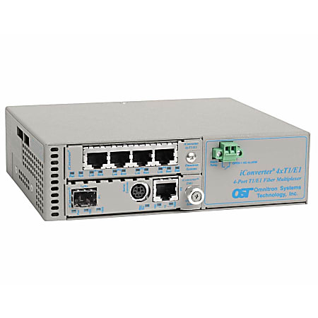Omnitron Systems Managed iConverter 4xT1/E1 MUX/M - 4 Data Channels - Twisted Pair - 1 Gbit/s - 1 x RJ-45