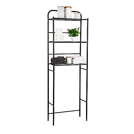 Mind Reader Alloy Collection 3-Tier Over-the-Toilet Rack, 70-1/2"H x 10-1/4"W x 23-1/2"D, Black