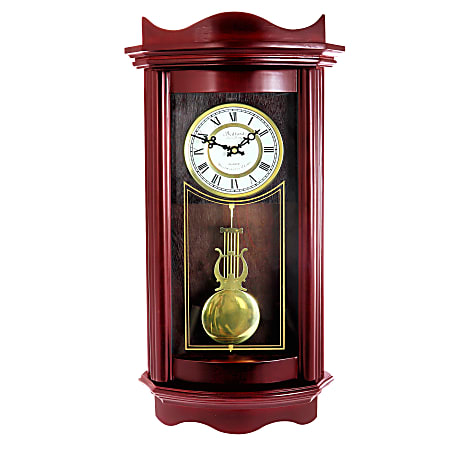 Bedford Clocks Weathered Collection Wall Clock, 25”H x 10-3/4”W x 4-3/16”D, Cherry Oak