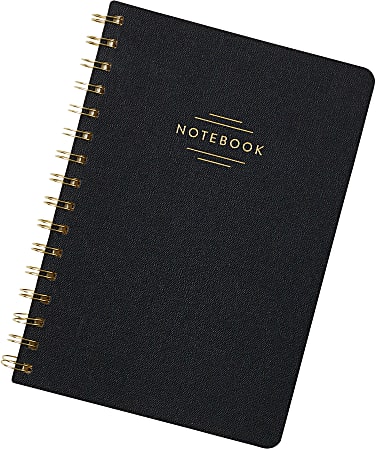 Eccolo Oxford Spiral Journal, 6&rdquo; x 8&rdquo;, Wide Rule, 192 Pages, Black/Gold Foil