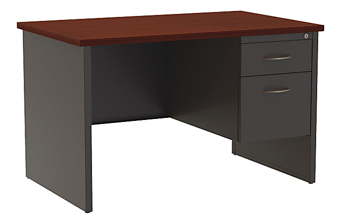 WorkPro® 48”W Modular Right Pedestal Desk, Charcoal/Mahogany