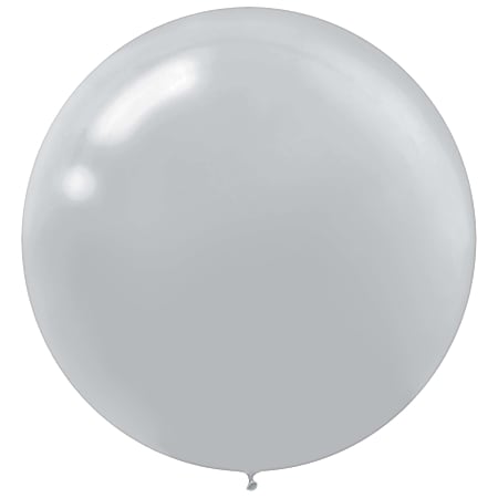 Amscan 24" Latex Balloons, Silver, 4 Balloons Per