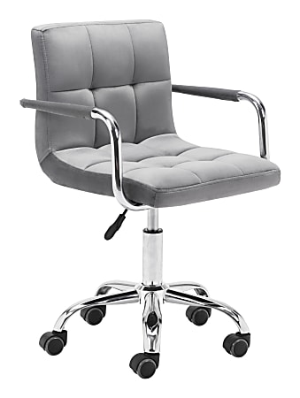 Zuo Modern Kerry Fabric Mid-Back Office Chair, Gray