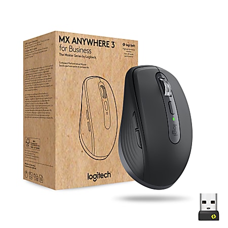 Logitech MX Anywhere 3 for Business Mouse laser 6 buttons wireless  Bluetooth 2.4 GHz Logitech Logi Bolt USB receiver graphite - Office Depot