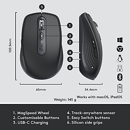 Logitech MX Anywhere 3 for Business Mouse laser 6 buttons