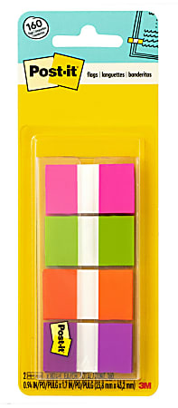 Post-it® Flags, .94 in. x 1.7 in., 8 Dispensers, 20 Flags/Dispenser, Assorted Colors, Back to School Supplies for Students, Flags for Textbooks