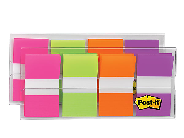 Post-it® Flags, 1" x 1 -11/16", Assorted Colors, 20 Flags Per Pad, Pack Of 8 Pads