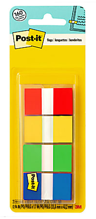 Post-it&reg; Notes Flags, 1", Assorted Colors, 40 Flags Per Pad, Pack Of 4 Pads