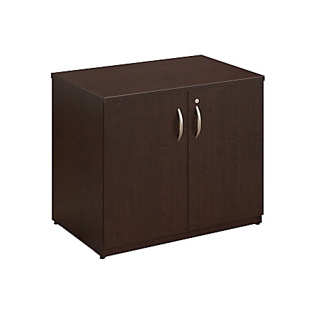 Bush Business Furniture Easy Office Storage Cabinet with Doors and Shelves, 36"W, Mocha Cherry, Premium Installation