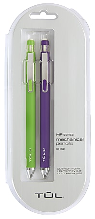 TUL® Mechanical Pencils, 0.7 mm, Lime & Purple Barrels, Pack Of 2 Pencils
