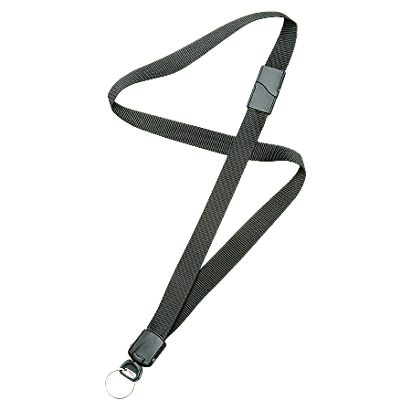 SKILCRAFT® Deluxe Lanyard With Key Ring, 36", Black, Pack Of 12 (AbilityOne 8455-01-613-0196)