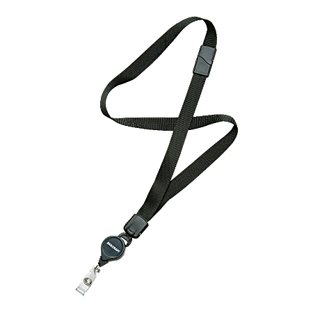 SKILCRAFT Neck Lanyard With Retractable ID Card Reel Black Pack Of