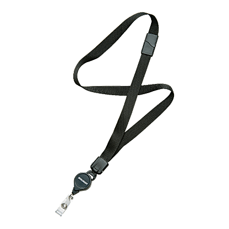 SKILCRAFT Neck Lanyard With Retractable ID Card Reel Black
