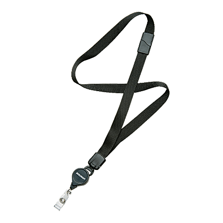 SKILCRAFT® Neck Lanyard With Retractable ID Card Reel, Black, Pack Of 12  (AbilityOne 8455-01-613-0199)