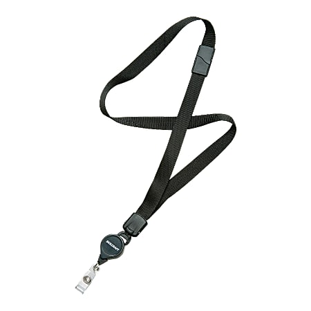 SKILCRAFT Neck Lanyard With Retractable ID Card Reel Black Pack Of 12  AbilityOne 8455 01 613 0199 - Office Depot