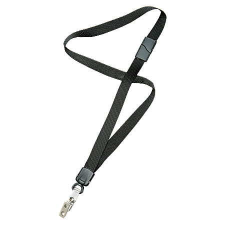 SKILCRAFT® Deluxe Lanyard With Bulldog Clip, 36", Black, Pack Of 12 (AbilityOne 8455-01-613-0200)