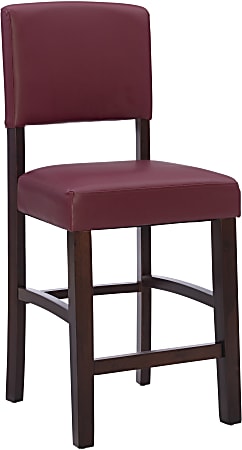 Linon Franklin Faux Leather Counter Stool, Espresso/Dark Red