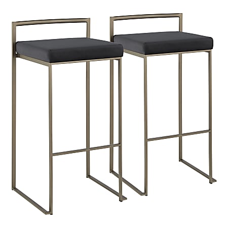 LumiSource Fuji Stackable Bar Stools, Bronze/Black, Set Of 2 Stools