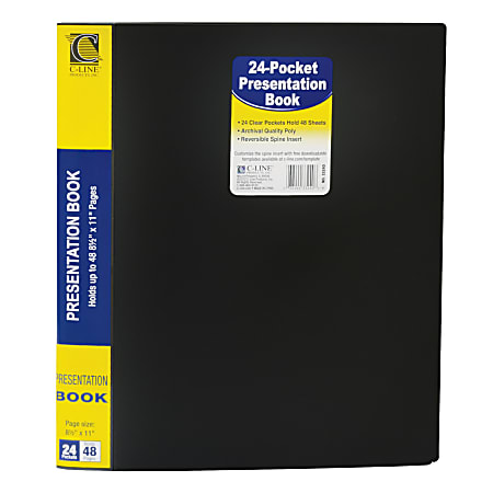 Durable Poly Covers 12 Pocket Bound Presentation Book Black with Clear View Front Cover by Better Office Products 24 Sheet Protector Pages Black Art Portfolio Letter Size 8.5 x 11 Sheets 