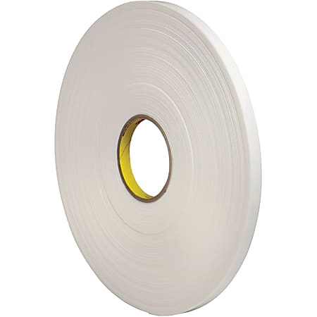 3M™ Double-Sided Foam Tape, 3" Core, 1/2" x 72 Yd., White