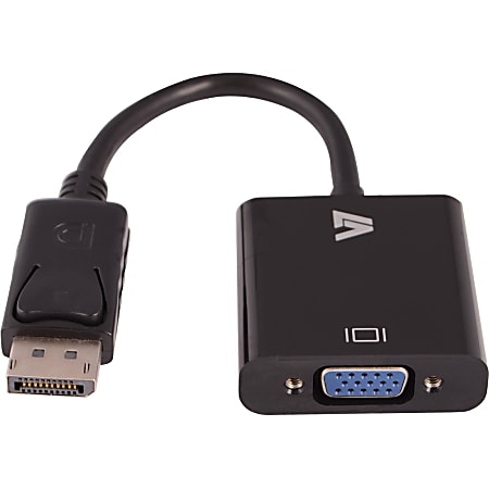 V7 DisplayPort To VGA Adapter, 8", Black, CBLDPVGA-1N