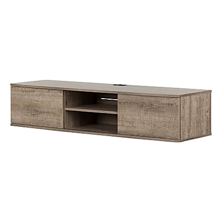 South Shore Agora Wall-Mounted Media Console, 11-1/2"H x 57"W x 17-3/4"D, Weathered Oak