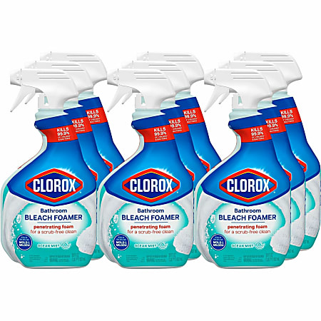 Clorox Disinfecting Bathroom Foamer with Bleach - For Bathroom - 30 fl oz - Ocean Mist Scent - Disinfectant - Clear Spray Bottle - 9/Carton - 30614CT