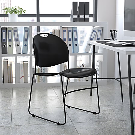 Flash Furniture HERCULES Plastic Ultra-Compact Stack Chair, Black