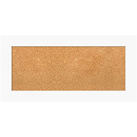 Amanti Art Rectangular Non-Magnetic Cork Bulletin Board, Natural, 35” x 17”, Cabinet White Plastic Frame