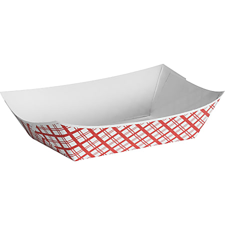 Huhtamaki Paper Food Trays - 2 / Carton - Food - Multi, Red Plaid - Paper Body - 500 Case