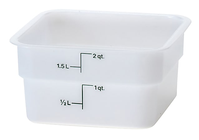Cambro Poly CamSquare Food Storage Containers, 2 Qt, White, Pack Of 6 Containers