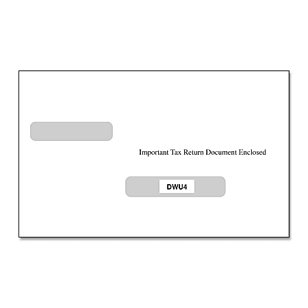 ComplyRight™ Double-Window Envelopes For W-2/1099 (LU4) Tax Forms, Moisture-Seal, White, Pack Of 100 Envelopes