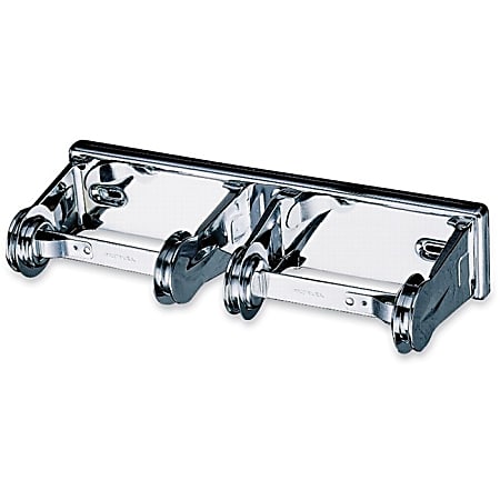 San Jamar 2-Roll Locking Bath Tissue Dispensers - Roll Dispenser - 2x Roll - 2.8" x 12.4"x 4.5" Depth - Chrome - Anti-theft, Lockable - 12 / Carton