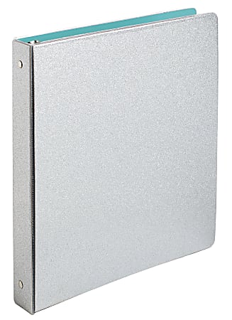 Office Depot&reg; Brand Fashion 3-Ring Binder, 1" Round Rings, Silver Glitter