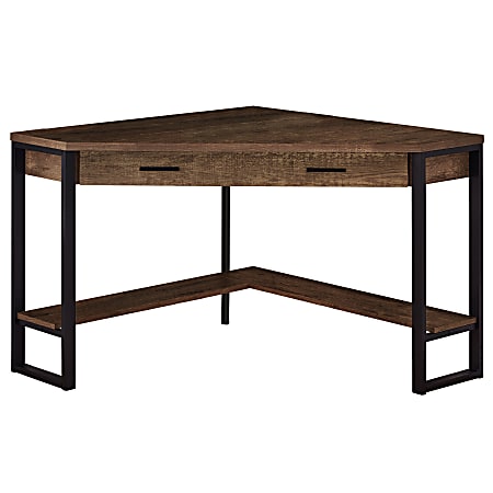 Monarch Specialties Jordan 42"W Corner Computer Desk, Brown/Black