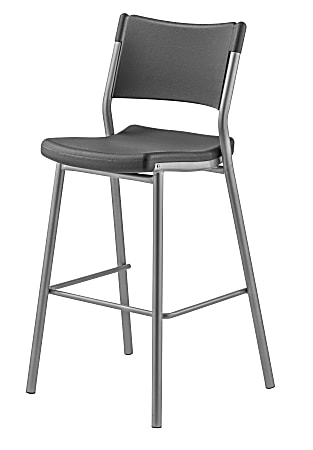 National Public Seating Café Time Barstool, Charcoal Slate/Silver