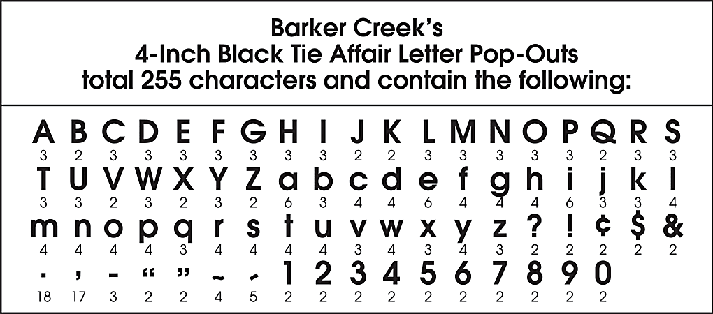 Barker Creek 4in Letter Pop Outs Black Tie Affair