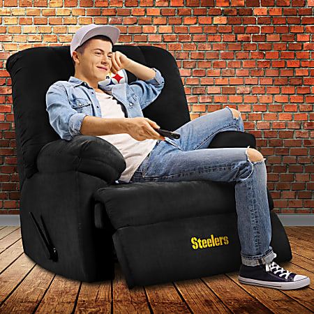 Imperial NFL GM Microfiber Recliner Accent Chair Pittsburgh Steelers Black Office Depot